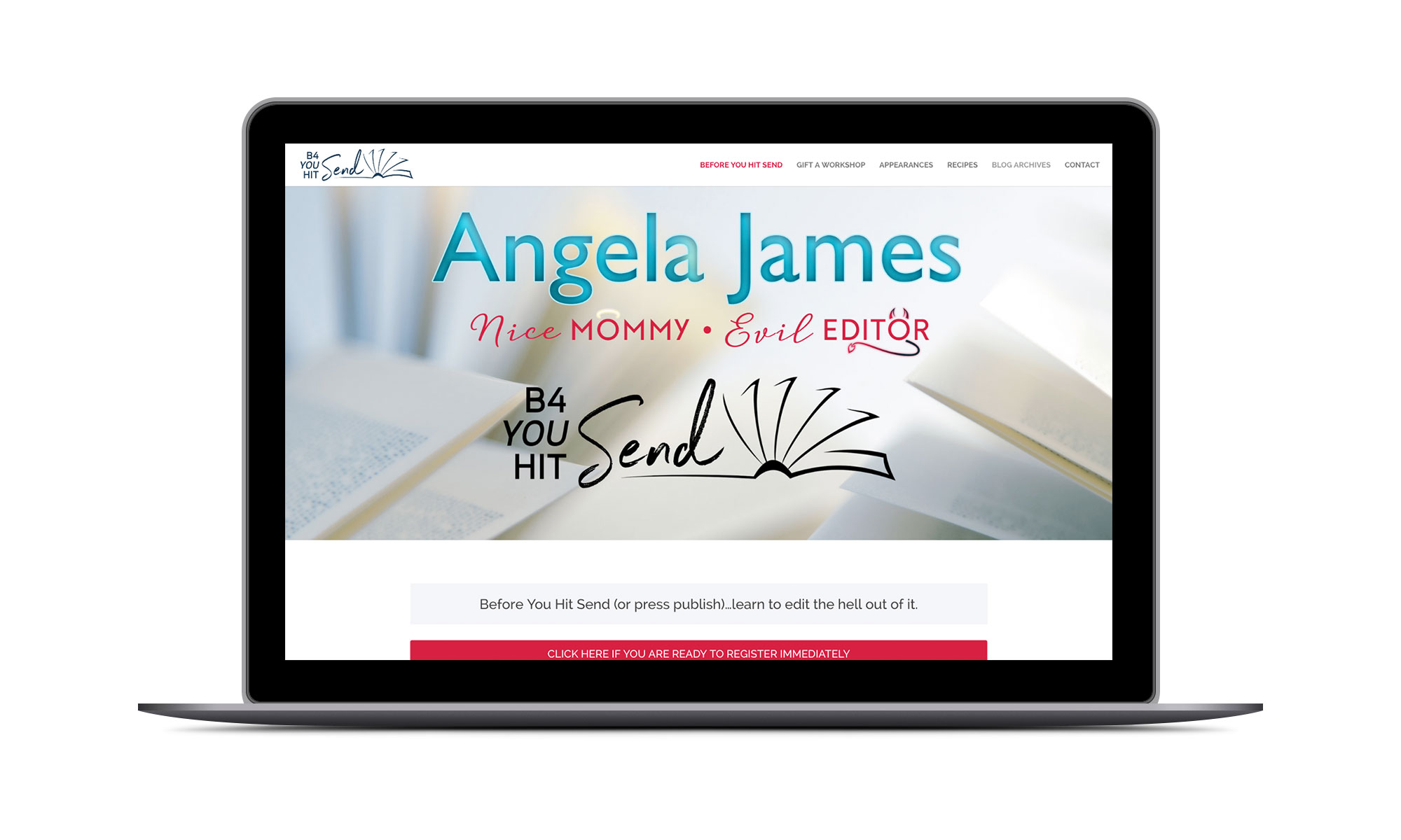 Screenshot: Angela James Website