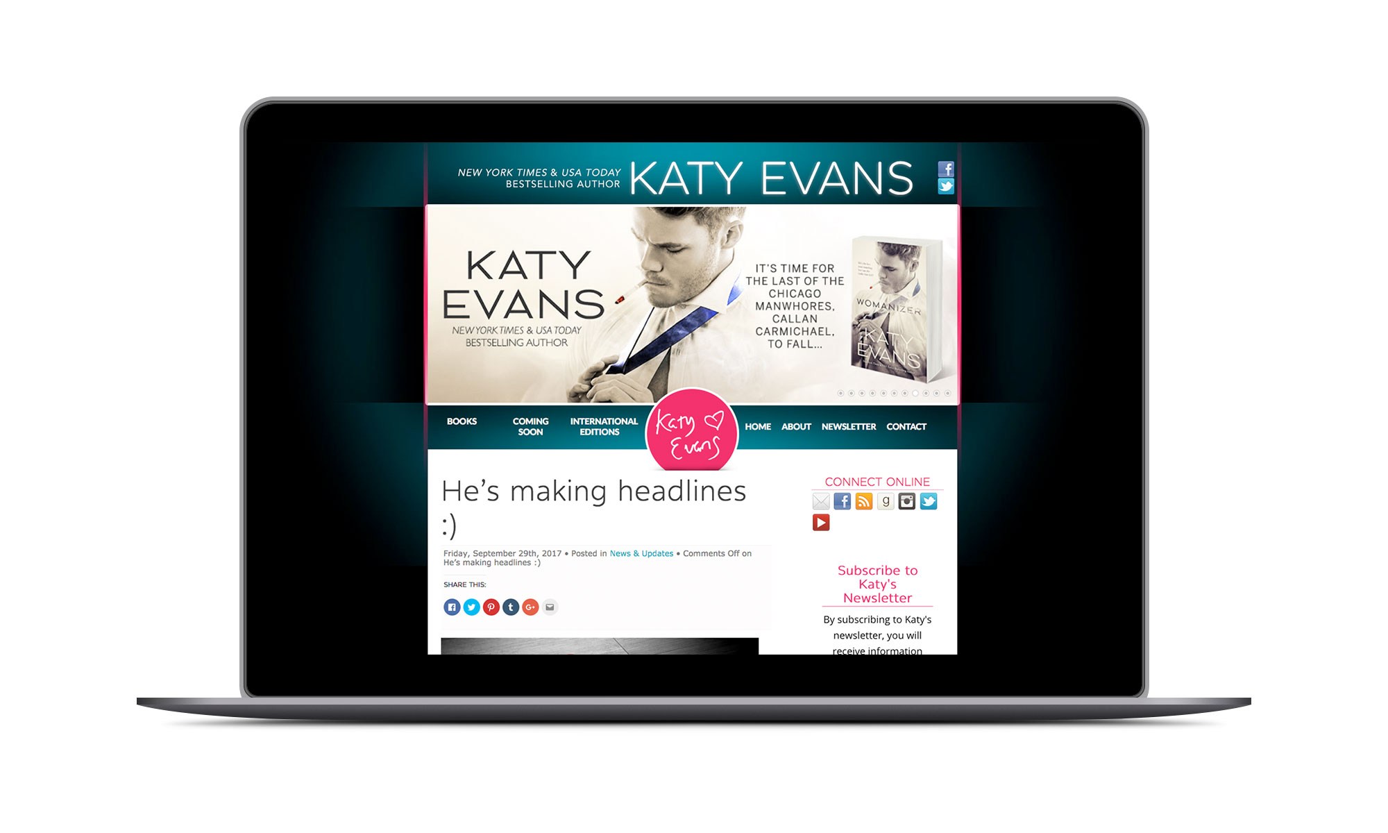 Screenshot: Katy Evans Website