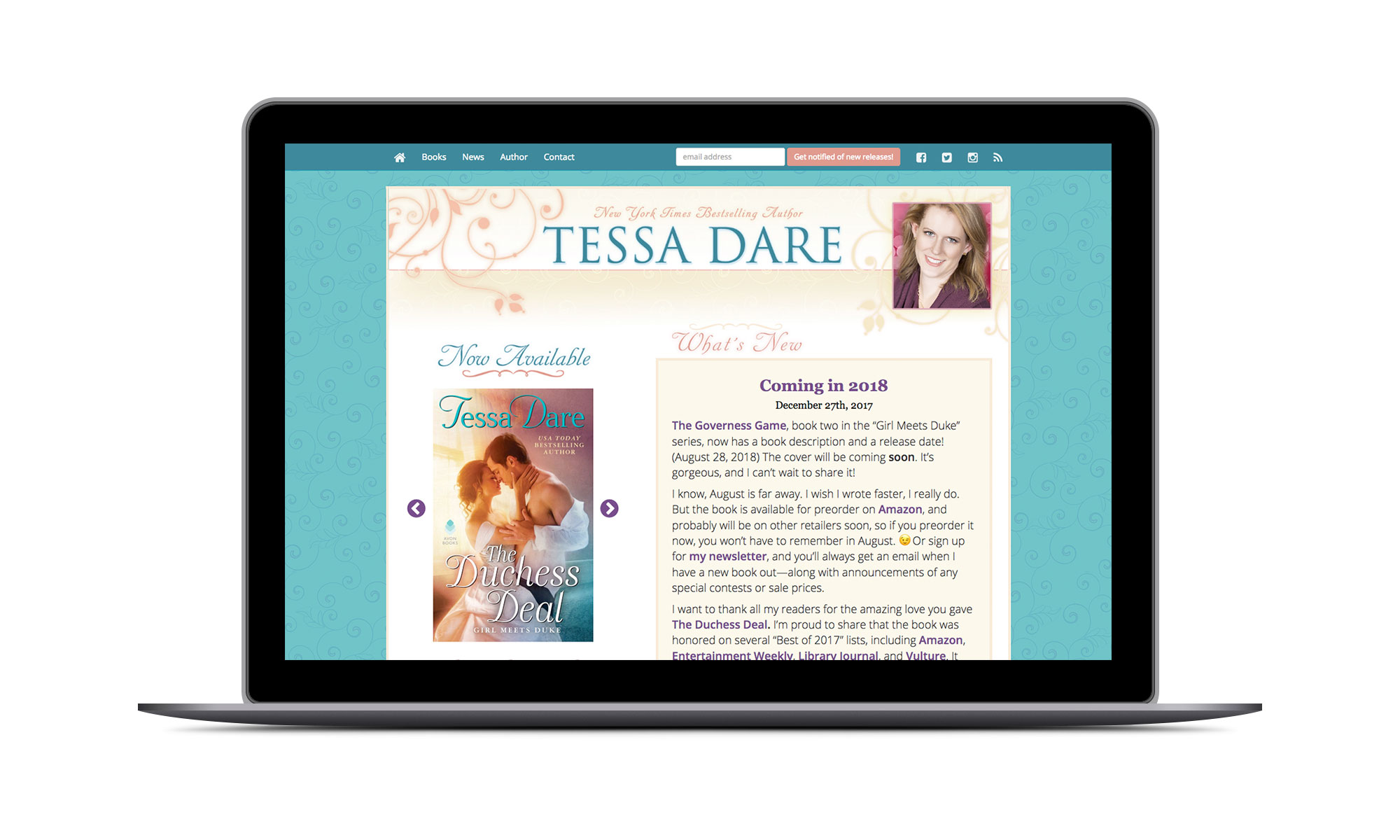 Screenshot: Tessa Dare Website